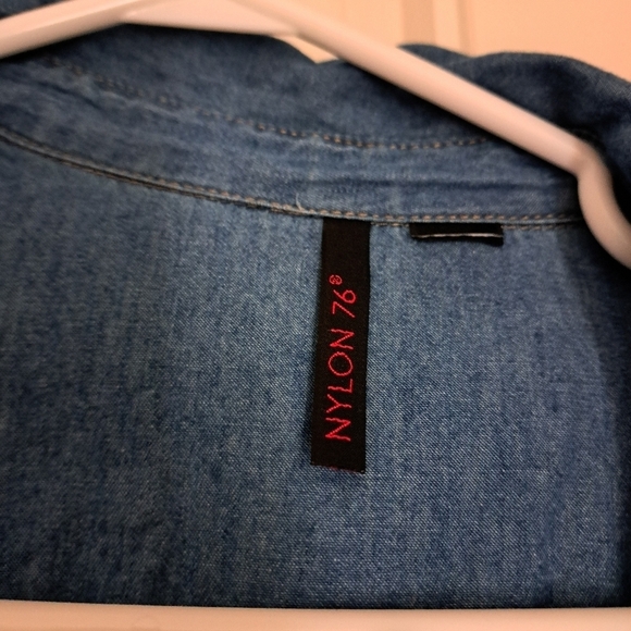 Lightweight jean Short denim dress button belted western festival cowgirl S-M - Picture 5 of 5